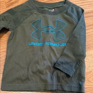 Under Armour Olive Green Long Sleeve Tee with Teal Logo